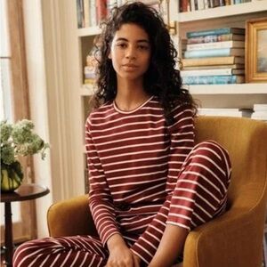 LAKE Pajama Pima Crew Long-Long Set in Burgundy